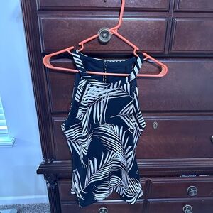 Elegant Black and Cream Leaf Pattern Top